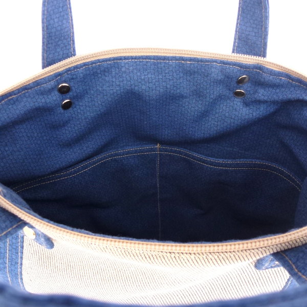 Χιαστί μπλε tote bag με λουριά χειρός