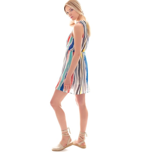 Rainbow dress αμάνικο πολύχρωμο mini φόρεμα