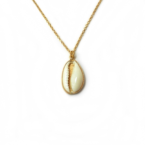 " Golden Seashell " - Χειροποίητο επίχρυσο μενταγιόν με φυσικό κοχύλι της Θάλασσας
