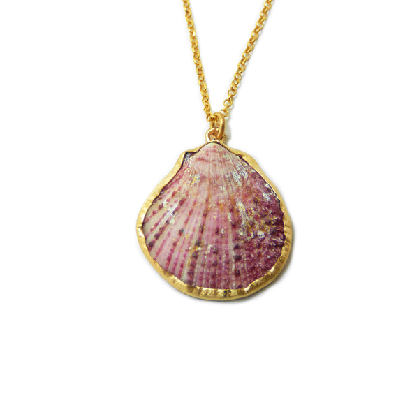 " Golden Seashell " - Χειροποίητο επίχρυσο μενταγιόν με φυσικό κοχύλι της Θάλασσας