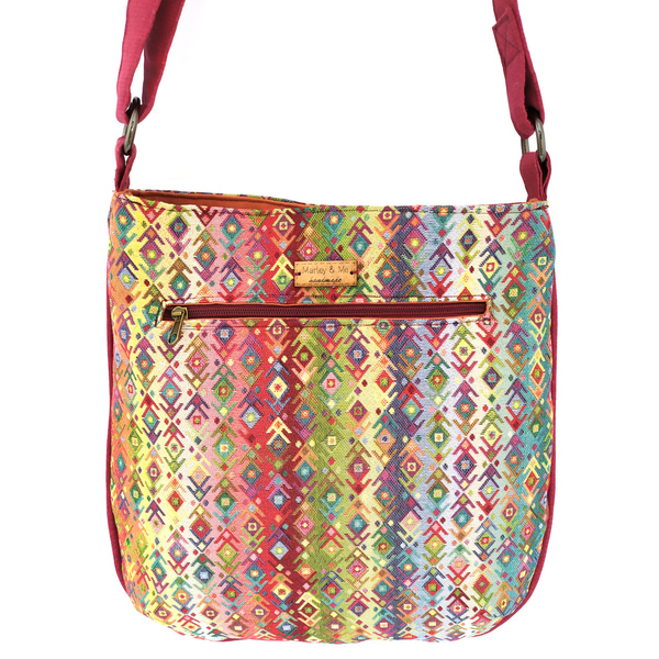 Χιαστί μπορντό boho tote bag