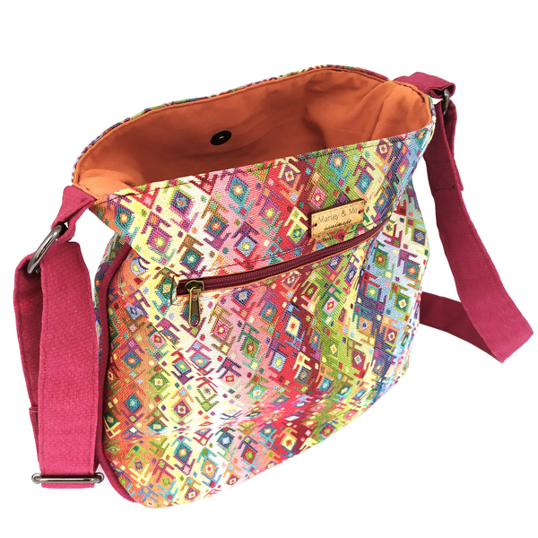 Χιαστί μπορντό boho tote bag