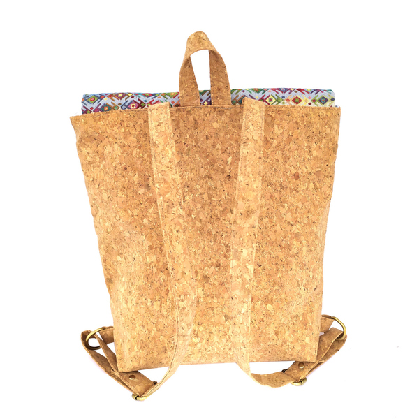 Τσάντα πλάτης απο φελλό & ύφασμα μπορντό _ boho backpack