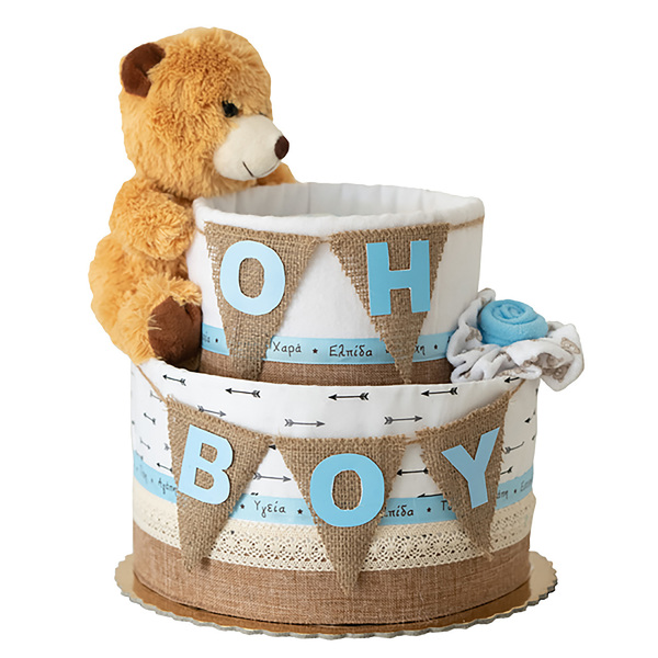 Διώροφη τούρτα Baby Cake "Oh Boy"