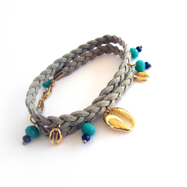 Βραχιόλι "Suede & Sea shells"