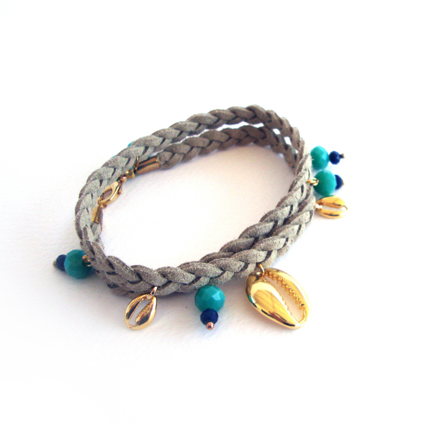Βραχιόλι "Suede & Sea shells"