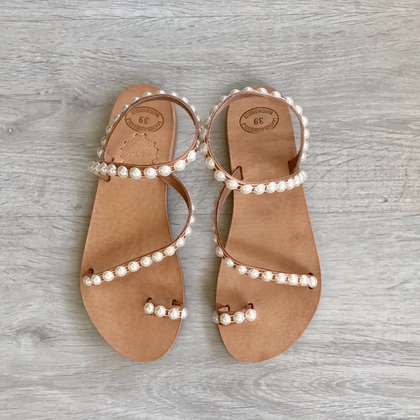 Δερμάτινα σανδάλια Pearl flats
