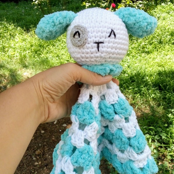 Πλεκτή κουβερτούλα κουταβάκι amigurumi - Lovey Blanket