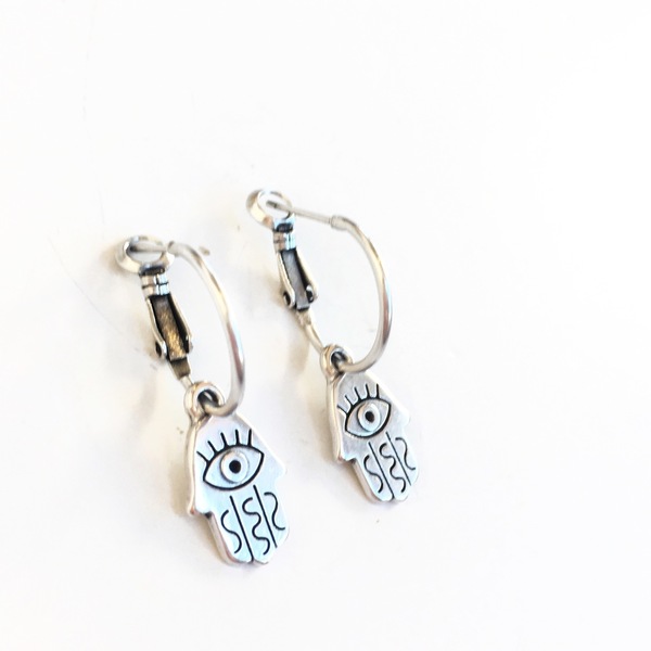 Σκουλαρίκια κρίκοι με στοιχεία σύμβολο hamsa evil eye