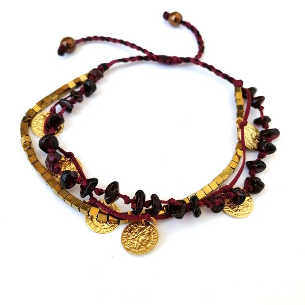 Boho gypsy βραχιόλι με ημιπολύτιμες πέτρες