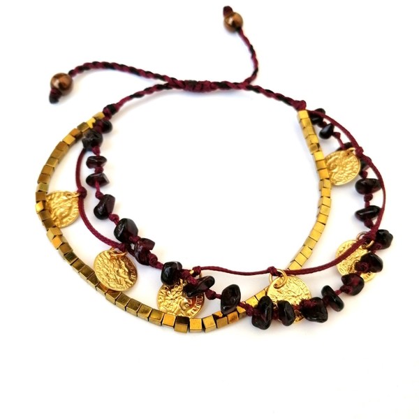 Boho gypsy βραχιόλι με ημιπολύτιμες πέτρες