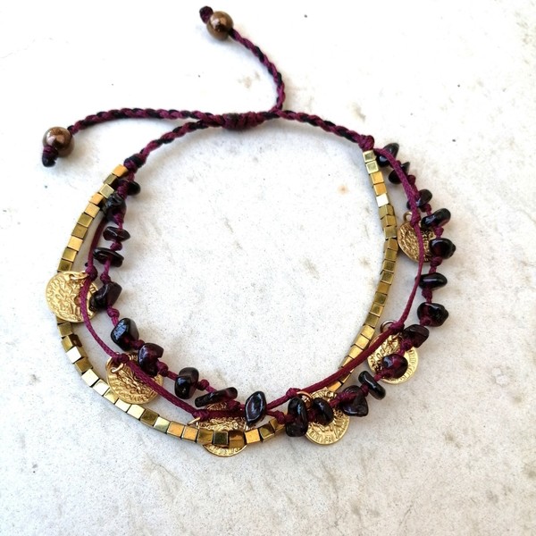 Boho gypsy βραχιόλι με ημιπολύτιμες πέτρες
