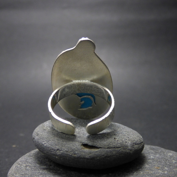 " Blue Howlite " - Χειροποίητο επάργυρο δαχτυλίδι με γαλάζιο Χαολίτη!