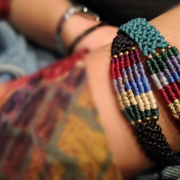 Boho Βραχιόλι Μacrame με μπρούτζινα στοιχεία σε Vintage Style