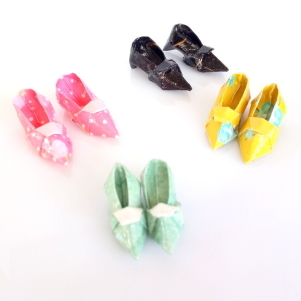 Παπουτσάκια φιστικί σκουλαρίκια Origami