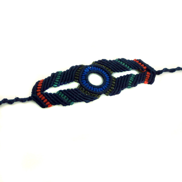 Μπλε Σκούρο Γυναικείο Βραχιόλι Macrame Boho Style