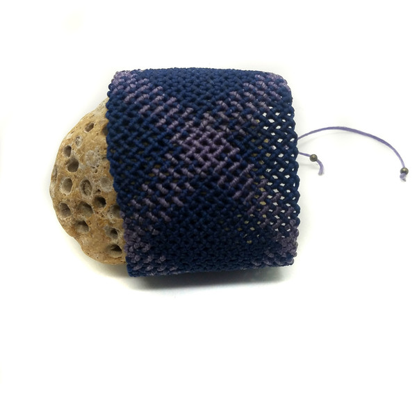 Navy Blue & Lilac Βραχιόλι Macrame Φαρδύ
