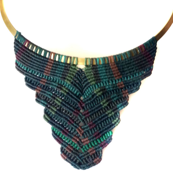 Boho, Vintage Style Κολιέ Μacrame σε Πράσινες Αποχρώσεις