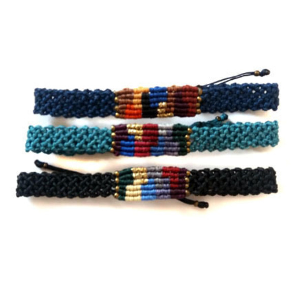 Boho Βραχιόλι Μacrame με μπρούτζινα στοιχεία σε Vintage Style
