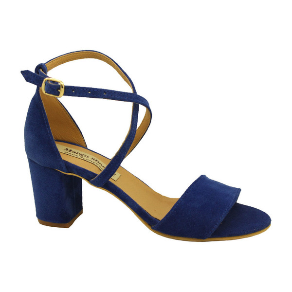 MARGO SHOES Πέδιλα Δέρμα Καστόρι Μπλέ Ηλεκτρίκ