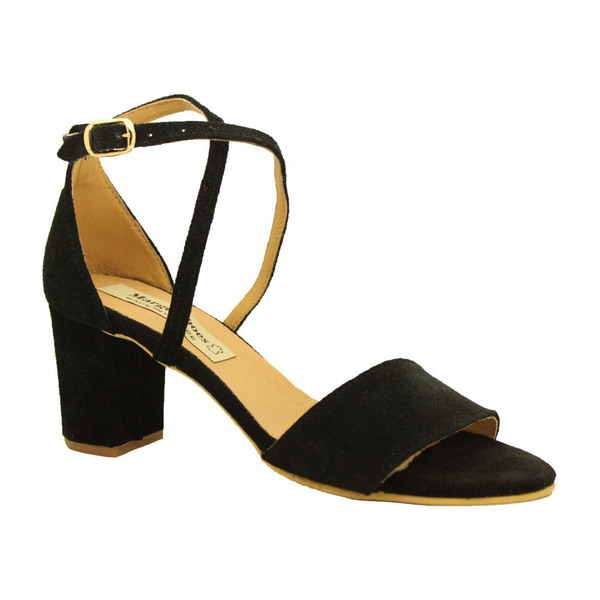 MARGO SHOES Πέδιλα Δέρμα Καστόρι Μαύρα