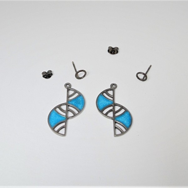 Ear jacket σκουλαρίκια δύο όψεων με σμάλτο, σε ασήμι 925