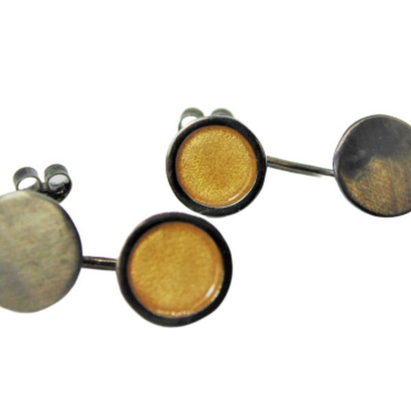 Ear jacket σκουλαρίκια κύκλοι με σμάλτο σε ασήμι 925 κίτρινο