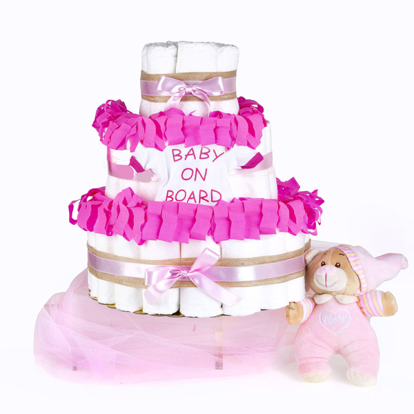 Τούρτα από πάνες - (diaper cake) για κοριτσάκι