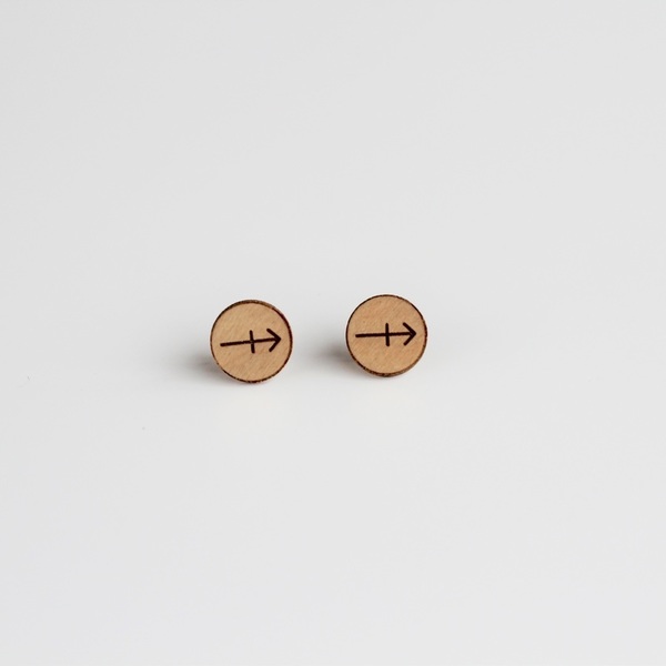 Ξύλινα stud / καρφωτά laser cut σκουλαρίκια - Τοξότης