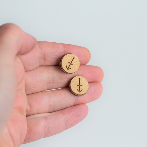 Ξύλινα stud / καρφωτά laser cut σκουλαρίκια - Τοξότης