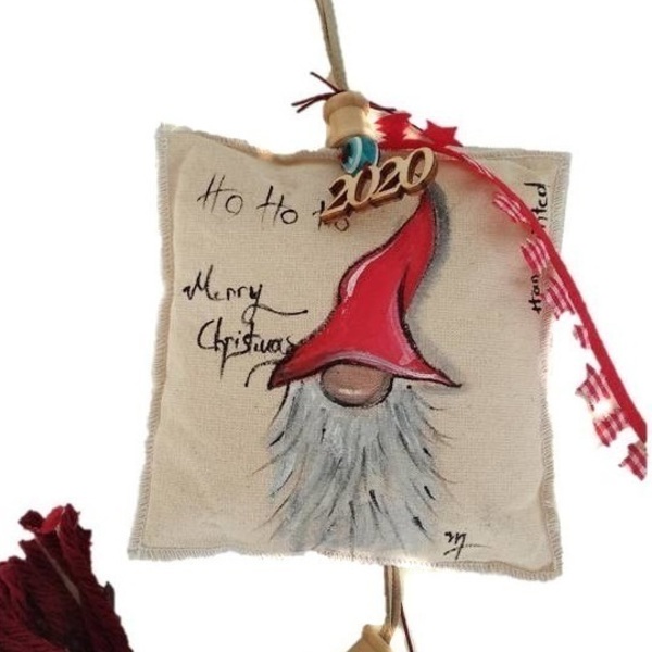Γούρι ζωγραφισμένο μαξιλαράκι"Ho Ho Ho"!