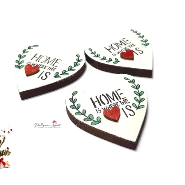 Ξύλινη καρδιά μαγνητάκι HOME