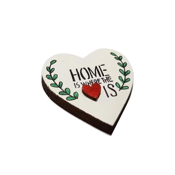 Ξύλινη καρδιά μαγνητάκι HOME