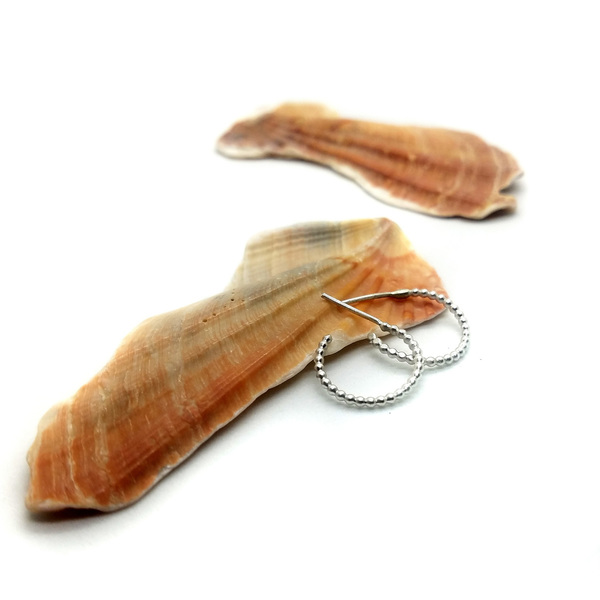 Κρίκοι Σκουλαρίκια από Οικολογικό Ασήμι 925 | Beaded Hoop Earrings