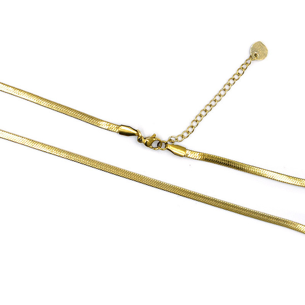 Glossy Gold Κολιέ Χρυσή Αλυσίδα Φίδι από Ανοξείδωτο Ατσάλι