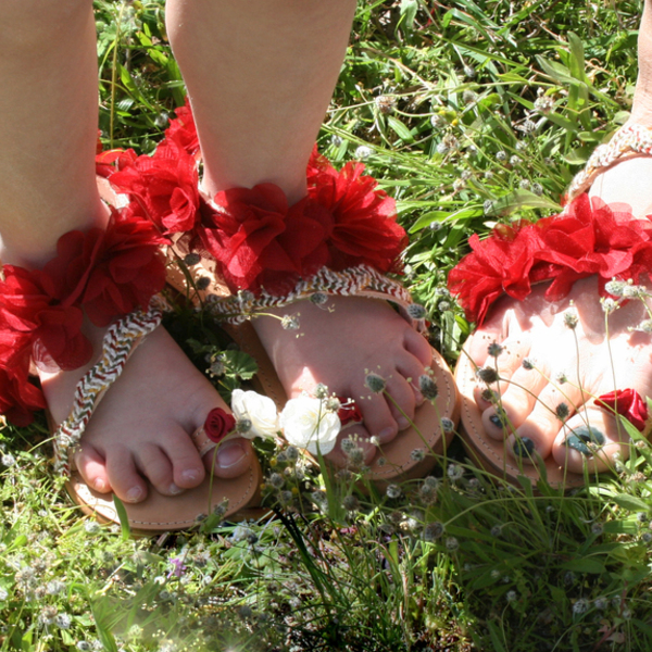 Σετ χειροποίητα δερμάτινα σανδάλια❣ Like Mother ~ like daughter❣