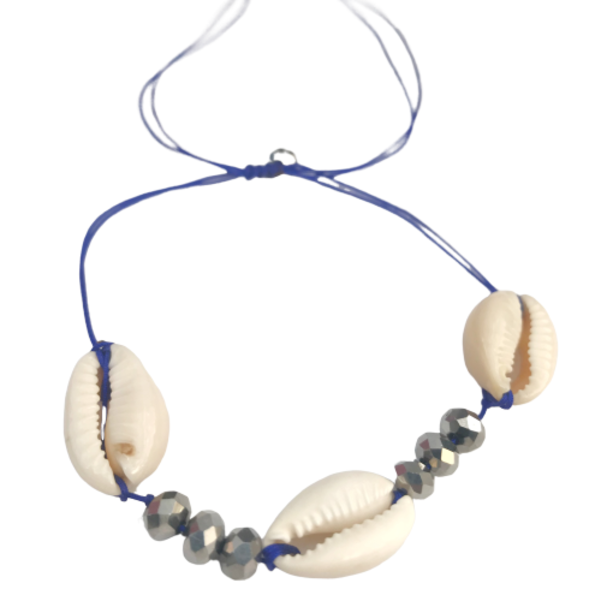 seashell anklet-χειροποίητο βραχιόλι ποδιού με κοχύλια και κρύσταλλα