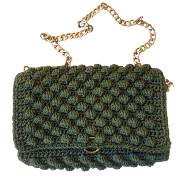 LUXURY CROCHET BAG WITH CHAIN - τσάντα ώμου