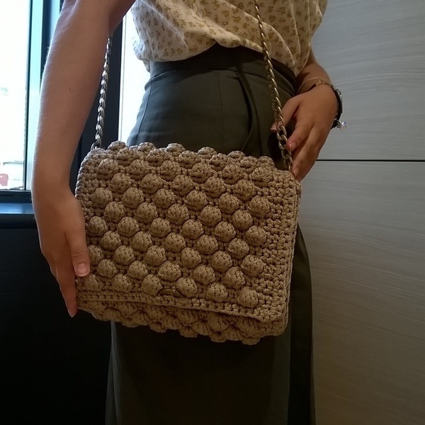 LUXURY CROCHET BAG WITH CHAIN - τσάντα ώμου