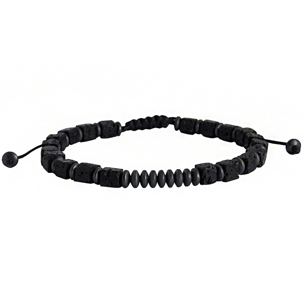 Ανδρικό βραχιόλι hematite & lava cube