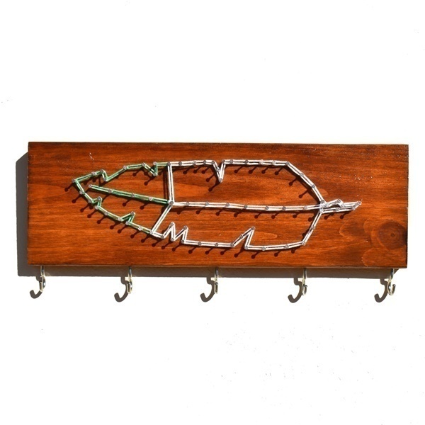 String Art Φτερό - Κρεμαστή Ξύλινη Κοσμηματοθήκη