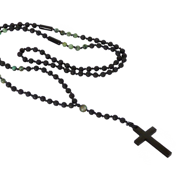 Ανδρικό χειροποίητο Ροζάριο stainless steel cross