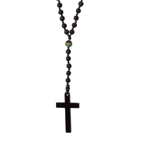 Ανδρικό χειροποίητο Ροζάριο stainless steel cross