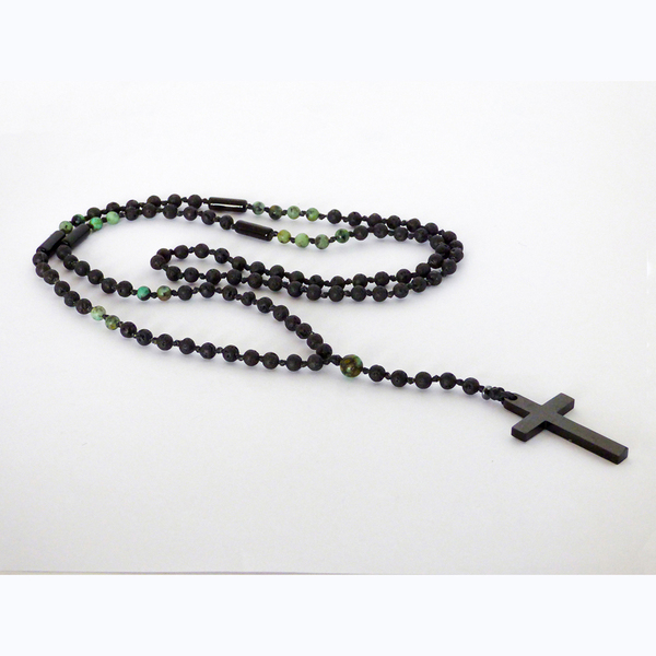 Ανδρικό χειροποίητο Ροζάριο stainless steel cross