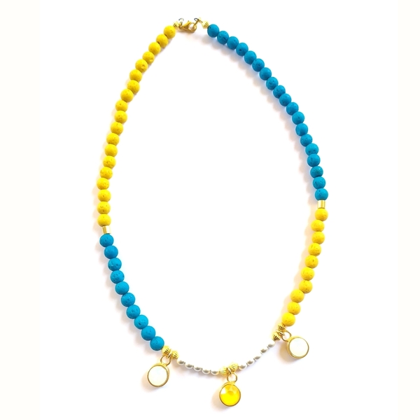 Κολιέ με λάβα και Swarovski