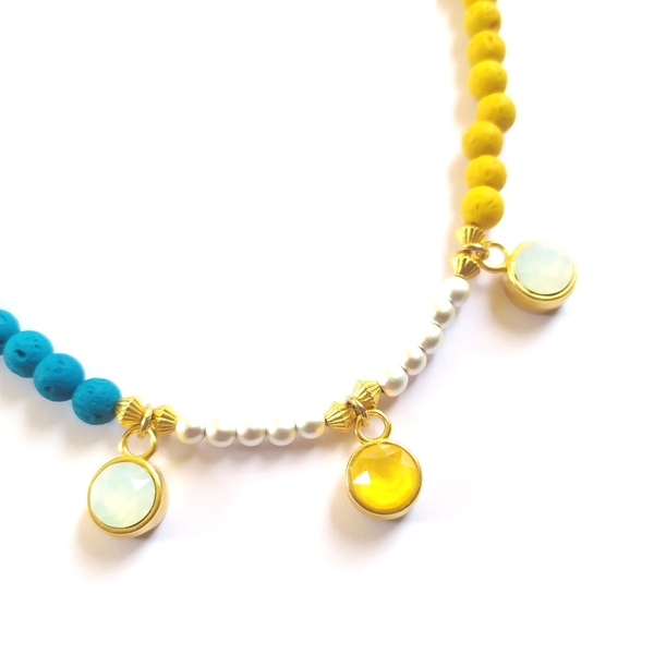 Κολιέ με λάβα και Swarovski