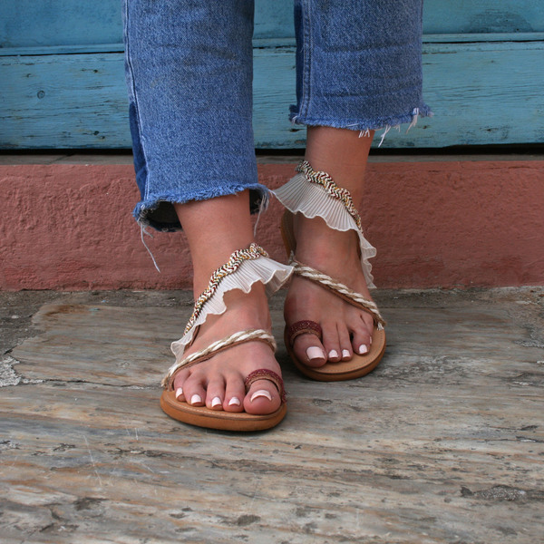 Gladiator flat sandals boho style.