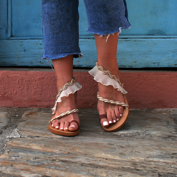 Gladiator flat sandals boho style.