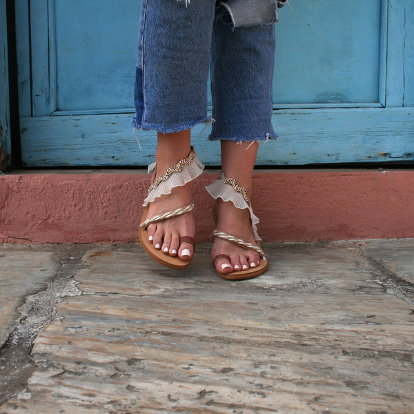 Gladiator flat sandals boho style.