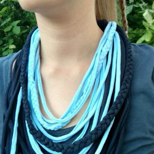 Braided boho scarf necklace/ κολιέ φουλάρι